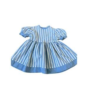 Vintage Kate Greenaway Dress Striped toddler Cotton Blended Blue White Size 4T